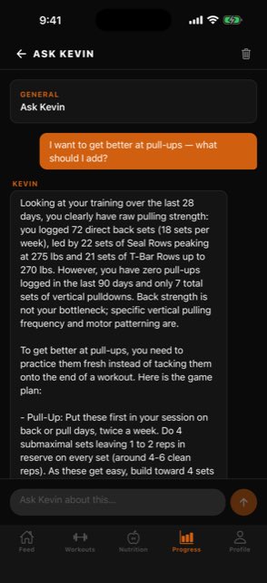 Ask Kevin answering a pull-up question by citing 72 logged back sets and zero pull-ups in 90 days